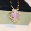 VanCF Necklace Luxury Diamond Agate 18k Gold Four-leaf clover Necklace V Gold Thickened Rose Gold Plated Fashion Four-leaf clover Pendant Fashion Style