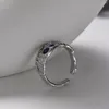 Cluster Ringen MLKENLY Echt 925 Sterling Zilver Textuur Ring Vrouwelijke Ins Opening Ingelegd Saffier Wijsvinger Hoge Kwaliteit Sieraden