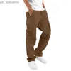 Męskie spodnie męskie spodnie ładunkowe Zrelaksowane sporne spodnie sportowe spodnie dresowe śladowe spodnie na zewnątrz z kieszeniami 2303292 240308
