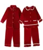 Boutique invernale tessuto in velluto rosso vestiti per bambini pigiama con pizzo bambino ragazzi set pigiama ragazza baby pigiameria 2109085670324