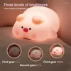 Night Lights Cartoon Pig Light Kawaii Silicone Rechargeable Lamp Timed For Kids Cute Bedroom Decorative Ornaments Idea Gifts