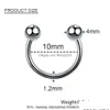 Näsringar Studs 1pc 4x10mm NOSTRIL Piercing Horseshoe rostfritt stål Hoop Ring Lip Stud Broskörörhängen Body Smycken Drop Deli Dhyer