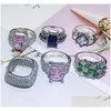 Band Rings Plated Colors Big Gem Lady Fashion Exaggerated Rhinestone Ring Mix Different Style And Size 16-20 Drop Delivery Jewelry Dh0Ge