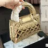 24K Womens Shimmer Patent Leather Top Handle Clutch Bags Gold Metal Hardware Matelasse Chain Crossbody Handbags Turn Lock Card Holder Purse 20X14CM 5 Colors