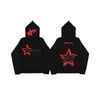 Mens Star Patch Zip Up Hoodie för män överdimensionerade Y2K Sweatshirt Jacket E-Girl 90s Pullover Hoodies 240227