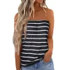 Camiseta listrada sem alças bandeau tanque 2023 casual sem mangas verão férias solto tubo de férias camisa superior blusa feminina tanques colete superior