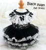 Dog Apparel Handmade Clothes Pet Supplies Princess Dress Black White Openwork Lace Party Holiday Tiered Skirt One Piece Poodle Maltese