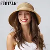 Geniş Memlu Şapkalar Kova Şapkaları Furtalk Sun Visor Şapkaları Kadınlar için Summ Str Plajı Şapka Geniş Brim Ponytail UV UPF 50 katlanabilir seyahat şapkası Kadın Güneş C L240308