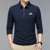 Men Fashion Golf Long Sleeve Solid Casual Polo Shirts Spring Autumn Streetwear Male Clothes Lapel Plaid Business Office Tops 240229