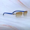 Gafas de sol de madera azul sin montura, gafas de sol cuadradas Vintage, diseñador de moda Carter, gafas de lujo con montura dorada 012