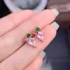 Stud Earrings 925 Sterling Silver Natural Rose Quartz Kite Pink Women's