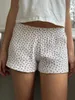 Shorts pour femmes Rouge Floral Oeillet Élastique Taille Haute Droite Doux Mignon Pantalon Court Doux Coton Sous-Vêtements Femme Pantalon Y2k Été