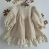 Robe de printemps pour petites filles, en coton et lin, vêtements de princesse, loisirs, vent, 8383, 2024, 240223