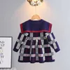 Dresses Great Quality Baby Girls Knitted Plaid Sweaters Dresses Girl Long Princess Dress Kids College Style Knitting Dress 2-7 240308