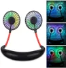 USB Rechargeable Foldable Neck Fan Portable Mini sport Neckband Cooling Fan with Led Light and Aroma Sponge4571861