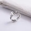 Small and Popular Thai Silver Ancient T Ring Double Ring Chain Ring Instagram Hip Hop Letter Double Layer Ring