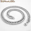Fashion Jewelry 5mm 7mm 9mm 11mm Silver Color Stainless Steel Necklace Double Curb Cuban Link Chain For Mens Womens SC19 N2388