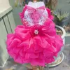 Cão vestuário luxo rosa rosa roupas para animais de estimação moda artesanal laço arco vestidos de casamento para cães pequenos médios princesa saias filhote de cachorro casaco