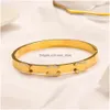 Bangle 18k Gold Plated Designer Armband smycken Högkvalitativ kärleksgåva för kvinnor 925 Sier Rostfritt stål som aldrig bleknar hjärta Brace Dhiqu