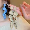 Dangle Oorbellen 13 Kleuren Overdrijven Temperament Mode Voor Vrouwen Nationale Stijl Kwastje Zilveren Naald Drop Unieke Sieraden