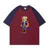 T-shirt da uomo polo manica corta girocollo di design, stampa orso estate nuova moda casual T-shirt in cotone 100%