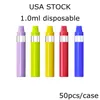 USA Stock 1.0 ml tomt engångsvapspenna 350mAh Uppladdningsbar batteri tjockt oljestater satser 5 färger 50 st/fodral Anpassa tillgängligt tillgängligt