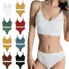 Soutien-gorge Ensembles Femmes Soutien-gorge sans couture Culotte Ensemble Sous-vêtements sans fil Costume Soft Rembourré Brassière Lingerie String Panty Bralette Crop Top