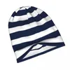 Bérets Nautique Bleu Marine Et Blanc Rayures Bonnet Minimaliste Chapeaux Rue Skullies Bonnets Pour Hommes Tricot Chapeau Thermique Casquette Élastique