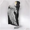 Decke Twin Ravens In Norse Mythology 3D-gedruckte Kapuzen-Adt-Kind-Sherpa-Fleece-tragbare Mikrofaser-Bettwäsche 211019 Drop Delivery Home Dhbkl