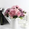 1 bunt Silk Peony Bouquet Home Decoration Accessories Wedding Party Scrapbook Fake Plants Diy Pompons Artificial Roses Flowers 240301