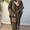 Roupas étnicas Vestido Muçulmano Dubai Médio Oriente Turquia Outono Inverno Elegante Cardigan Engrossado Túnica Turca Abaya Kimono