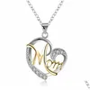 Vecalon maman pendentifs en forme de coeur avec collier pour femmes cadeau de fête des mères bijoux en gros 5 couleurs argent/noir/Rose Dhmd8