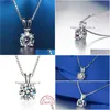 Ожерелья с подвесками ручной работы 2Ct Lab Diamond Real 925 Sterling Sier Party Wedding Подвески Колье-цепочка Ожерелье для женщин Fine Jewelr Dhqjx