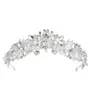 Accessoires de cheveux de mariage en cristal faits à la main, diadème en strass, bandeau de mariée, couronnes, perles claires pour soirée 7458769