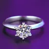 S925 STERLING Gümüş Basit T Ev Altı Pençe D Renk Mo Sang Diamond Ring Kadın Tiktok Sıcak Yayın Sertifikası