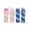 Water Bottles Portable Collapsible Silicone Bottle With Lid Camouflage Foldable Kettle For Sports Travel Drinking Cup Carabiner