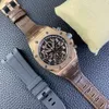 Мужские наручные часы Женские часы AP Наручные часы Royal Oak Offshore Series Мужские часы Диаметр 42 мм Прецизионная сталь Розовое золото 18 карат Джентльменские повседневные часы 26470ORO