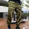 Uomo Hip-Hop Cargo Fashion Jogger Tuta riflettente lucida Uomo Abbigliamento sportivo Matita luminosa 240308