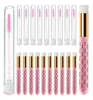 Pièces rose brosse de nettoyage des cils Ultra douce brosses de shampoing 10 pinceaux de baguette de Mascara Tube de paillettes Makeup5311395