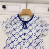 Popular baby skirt kids designer clothes Blue letter print girl dresses Size 90-160 CM Princess dress summer Short sleeve child frock 24Mar