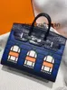 Borsa in vera pelle L Filo di cera fatto a mano puro Pelle di coccodrillo Patchwork Borsa in pelle Togo Borsa da casa colorata Borsa Mini Borsa versatile portatile