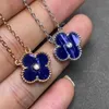 Designer Necklace VanCF Necklace Luxury Diamond Agate 18k Gold Clover Necklace Female V Gold Flower Lucky Grass Chain Thickened Gold Plated