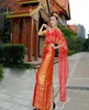 Oriental Asia Thais Laos Vietnam Dai Nation Folk dance Dai Costume red scarf single shoulder traditional sleeveless wedding bride 4103652