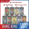 Bang King 15000 Puffs Disposable E Cigarettes Vape 20 Flavors 0%2%3%5% 25ml Prefilled Pod 1.0ohm Mesh Coil 650mah Rechargeable Battery Puff 15k Bang Vape Cigarette