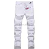 Jeans pour hommes Jeans de marque hip-hop haute rue marque de mode jean rétro déchiré pli couture hommes conception moto équitation pantalon mince 240308