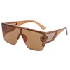 Nouvelles lunettes de soleil sans cadre à la mode pour hommes, une pièce carrées marron, lunettes de photo de rue pour femmes 5529