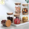 Matburkar Canisters Family 10st 230 ml Glass Round Food Storage Tank med lock Kök Kaffebönor Tetkorn Canister Hemmutter TEA LEAF STORED JAR L240308