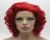 Iwona Hair Wavy Short Red Wig 243100 Half Hand Tied Heat Resistant Synthetic Lace Front Wig4659616