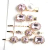 Hair Clips Trendy Sparkly Rhinestone Accessories Square Round Slide Clip Set Crystal Barrette For Women Girls