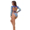 Maillot de bain à manches longues, imprimé, Sexy, fendu, Bikini, pour femmes, nouvelle collection